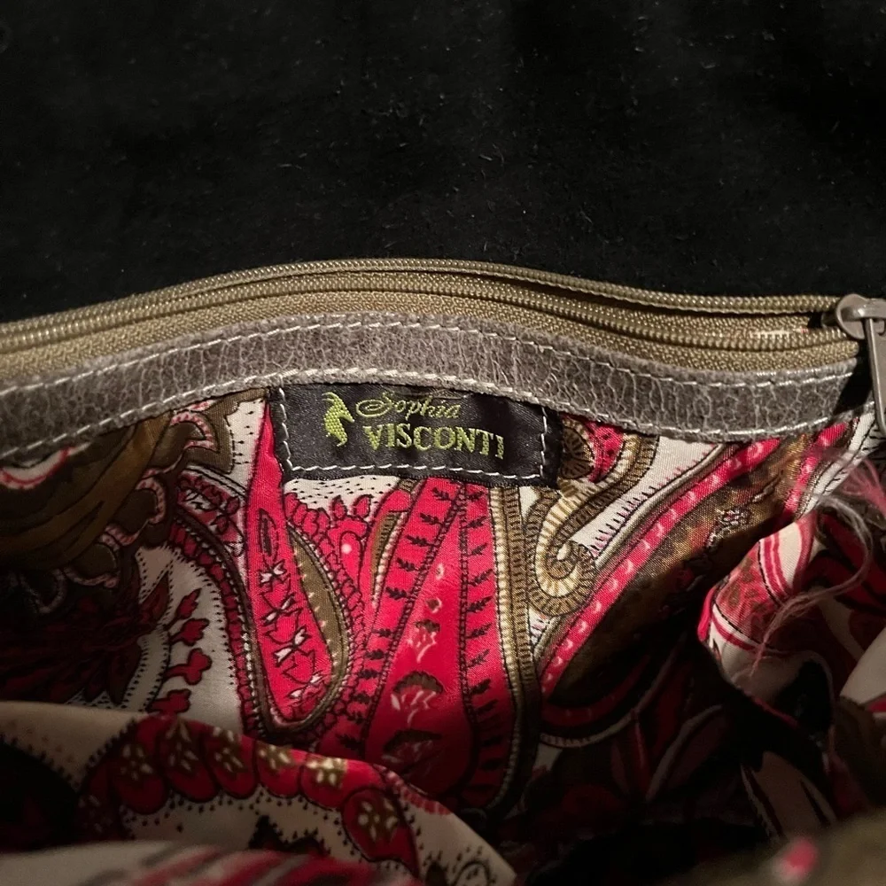 Sophia Visconti Purse Gray Suede And Patent Leather